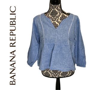 Banana Republic‎ Women’s Linen Blend 3/4 Sleeve Blouse - Size XS
